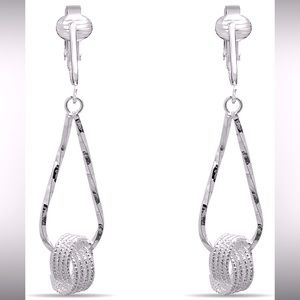 Silver Clip On Drop Earrings